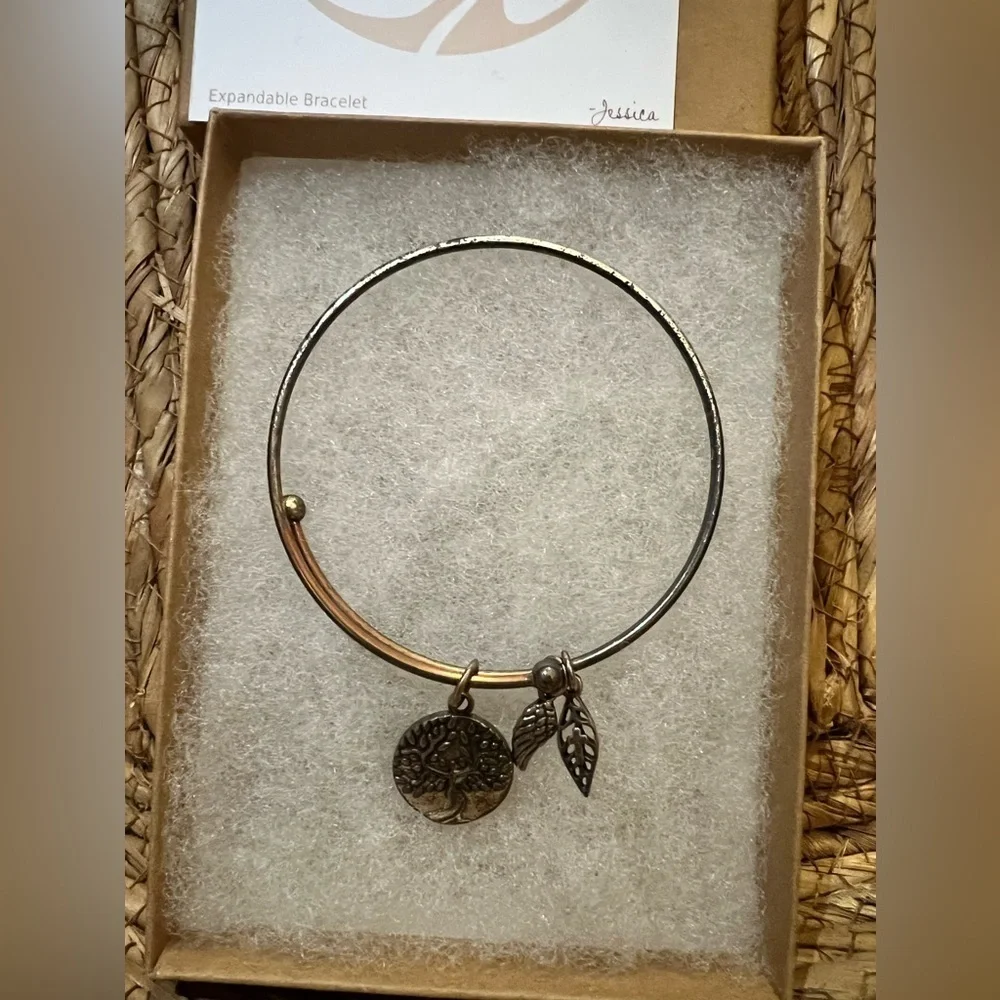 Earth Angel AUNT Expandable Bracelet Charms Heart Wings Bronze color